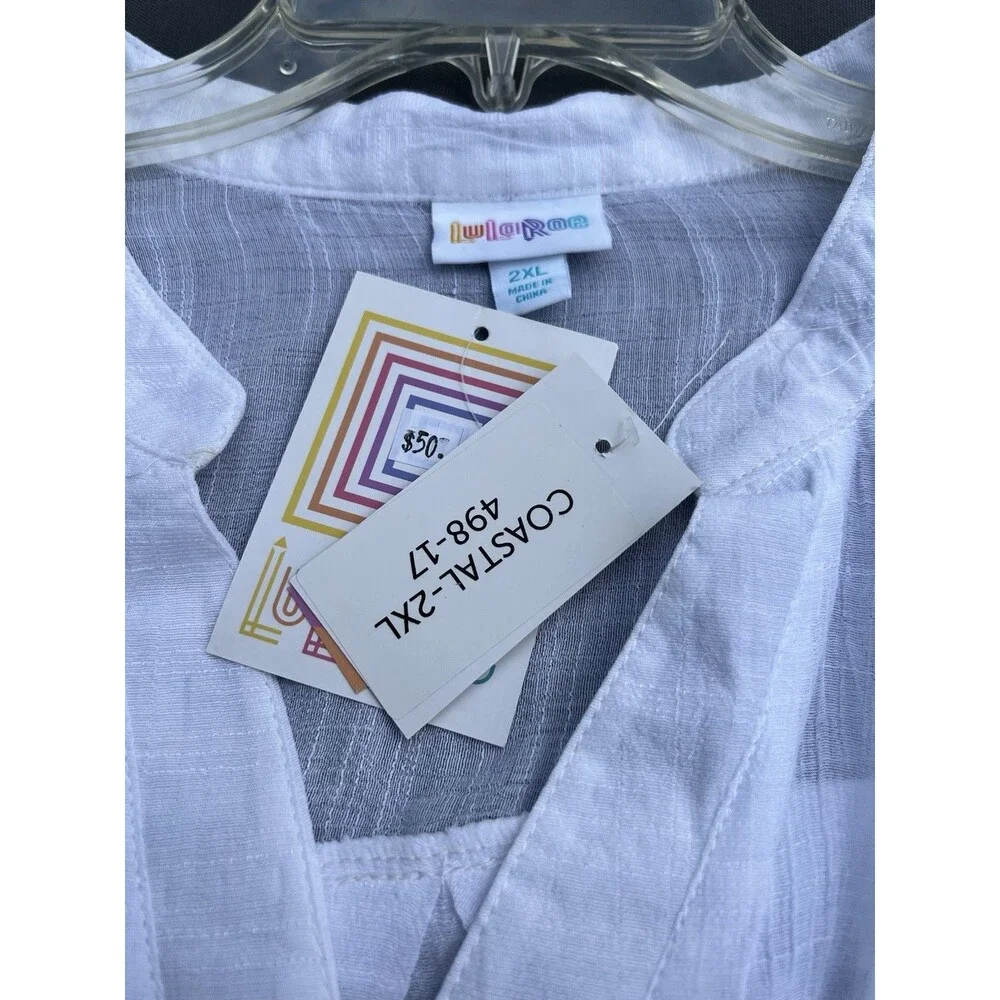 LuLaRoe Women’s Coastal Fringe Trim Cover Up Resort Collection Size 2XL White